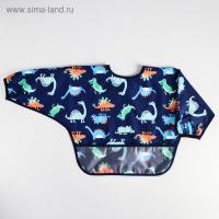 Нагрудник-рубашка для кормления &laquo;Динозавры&raquo; непромокаемый на липучке, с карманом