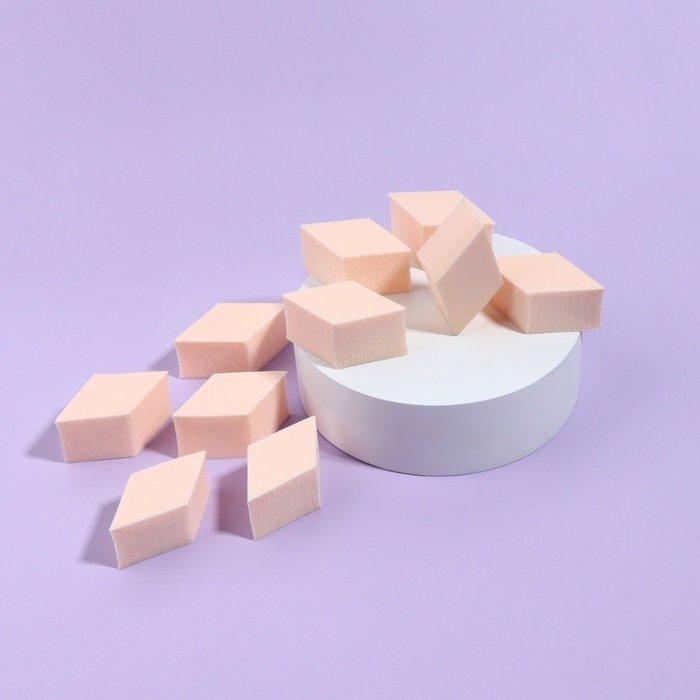 Спонжи для макияжа &laquo;Ромбы&raquo;, набор - 10 шт, 4,5 &times; 2,5 см, цвет бежевый