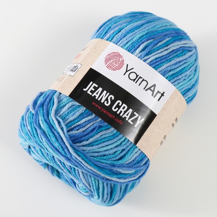 Пряжа Пряжа "Jeans crazy" 55% хлопок, 45% акрил 160м/50гр (8212 голубой-серый)