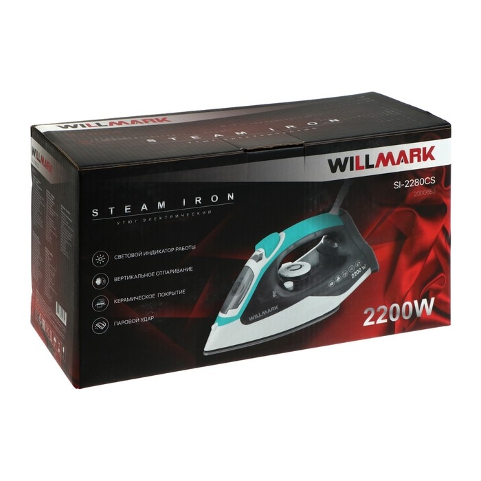 Утюг WILLMARK SI-2280CS, 2200 Вт, керамическая подошва, 250 мл, серо-зеленый Утюг WILLMARK SI-2280CS, 2200 Вт, керамическая подошва, 250 мл, серо-зеленый