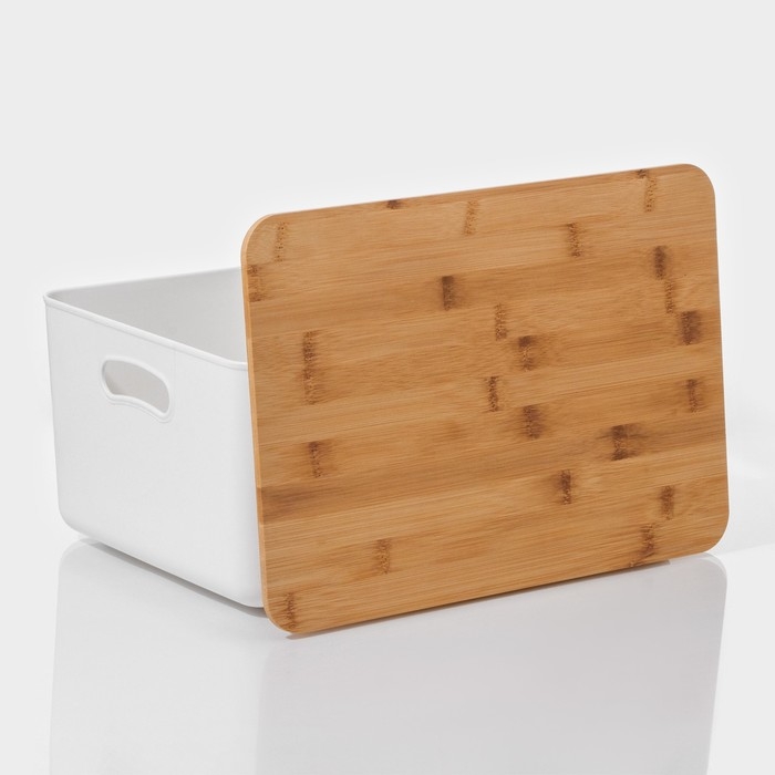 Контейнер для хранения с крышкой и ручками LaDо́m &laquo;Натурэль&raquo;, 36&times;25&times;16,5 см, цвет белый