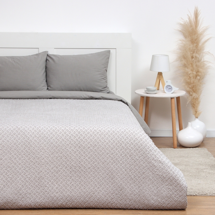 Покрывало LoveLife Tufting: Квадрат цв.серый,  200*230&plusmn;5см, микрофайбер, 100% п/э