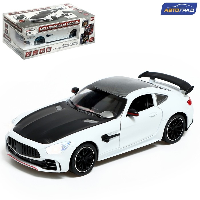 Машина металлическая, 1:24, инерционная, открываются двери, капот, багажник, цвет белый Машина металлическая, 1:24, инерционная, открываются двери, капот, багажник, цвет белый