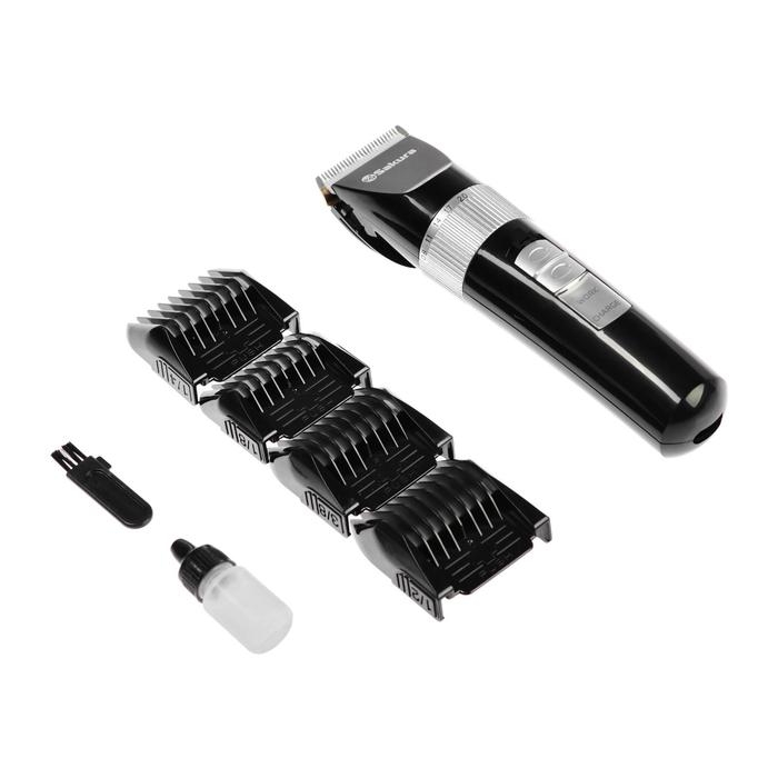 Машинка для стрижки Sakura SA-5177BK, 4 насадки, 3/6/9/12 мм, керамика, АКБ, чёрная Машинка для стрижки Sakura SA-5177BK, 4 насадки, 3/6/9/12 мм, керамика, АКБ, чёрная