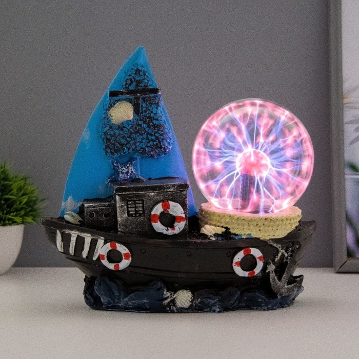 Плазменный шар Плазменный шар "Парусник" синий 25х10х22 см RISALUX