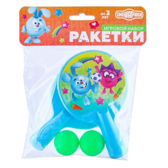Набор игровой, ракетки 8&times;12 см и два мячика, Смешарики