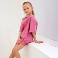 Костюм детский (футболка, шорты) MINAKU: Casual Collection цвет пудровый, рост 116