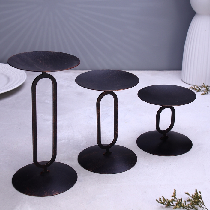 Набор подсвечников 10х20; 10х15; 10х10 см, чёрный Набор подсвечников 10х20; 10х15; 10х10 см, чёрный