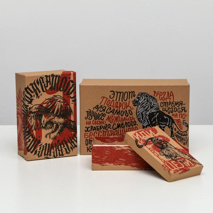 Набор крафтовых коробок 10 в 1, упаковка подарочная, &laquo;Брутальность&raquo;, 12 х 7 х 4 - 32.5 х 20 х 12.5 см