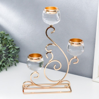 Подсвечник металл, акрил на 3 свечи "Гранде" золото 25х8х36 см Подсвечник металл, акрил на 3 свечи "Гранде" золото 25х8х36 см