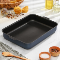 Противень прямоугольный, 27&times;35 см, h=6,3 см, с крышкой, антипригарное покрытие, цвет синий