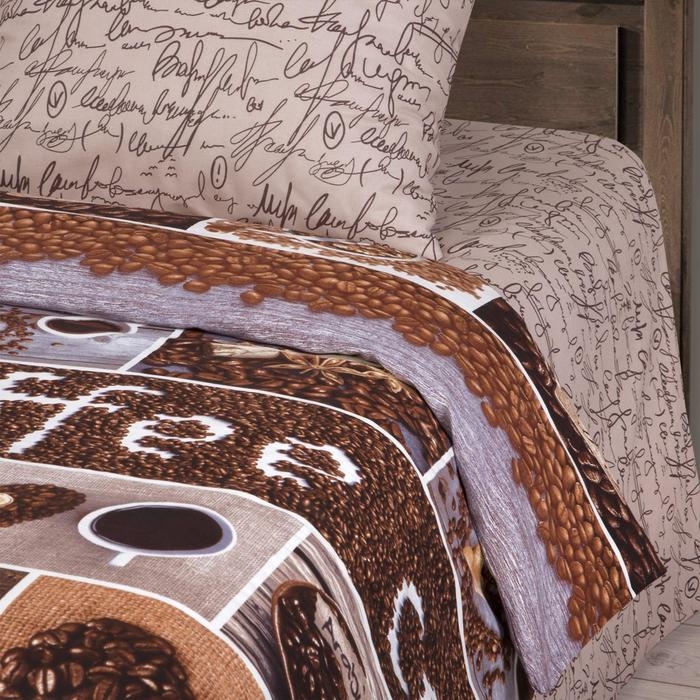 Постельное бельё евро АртПостель Премиум &laquo;Кофемания&raquo; размер 200х215см, 220х240см, 70х70см - 2 шт