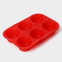 Форма для выпечки Доляна &laquo;Фигуры. Круг&raquo;, силикон, 21,5&times;14,5 см, 6 ячеек (5,7&times;5,7&times;3 см), цвет МИКС