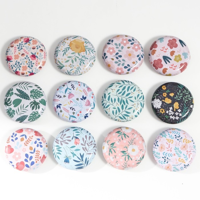 Шкатулка металл круглая Шкатулка металл круглая "Цветы и листья" фасовка 12 шт 1,8х7х7 см