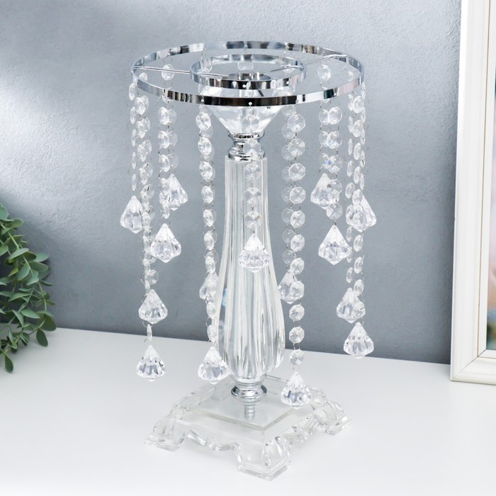 Подсвечник акрил на 1 свечу Подсвечник акрил на 1 свечу "Хрустальные капли" серебро 34х20х20 см