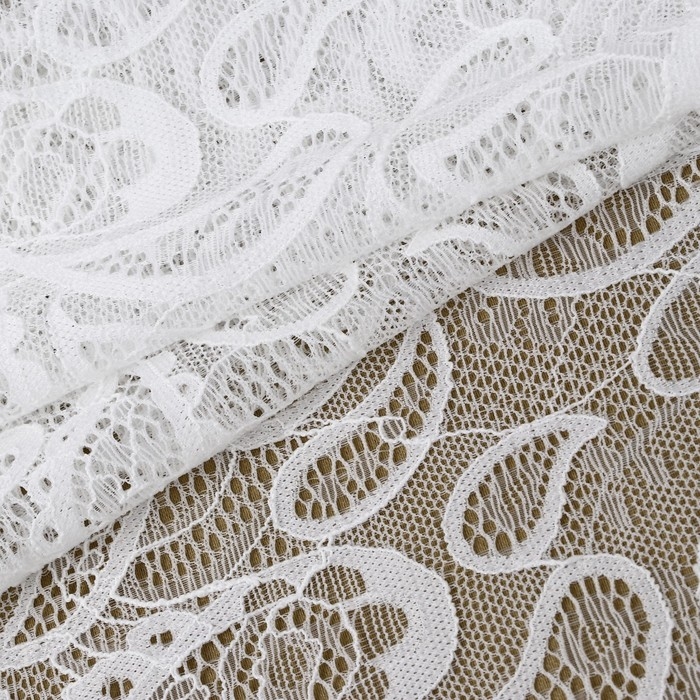 Кружевная эластичная ткань, 230 мм &times; 2,7 &plusmn; 0,5 м, цвет белый