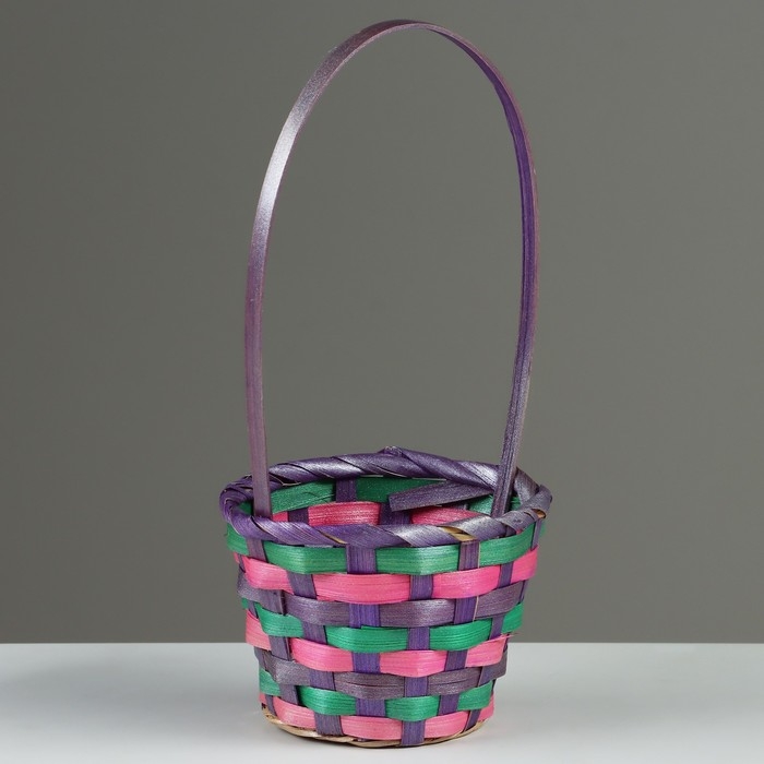 Корзина плетеная, D13 x H9/32 см, разноцветная, бамбук