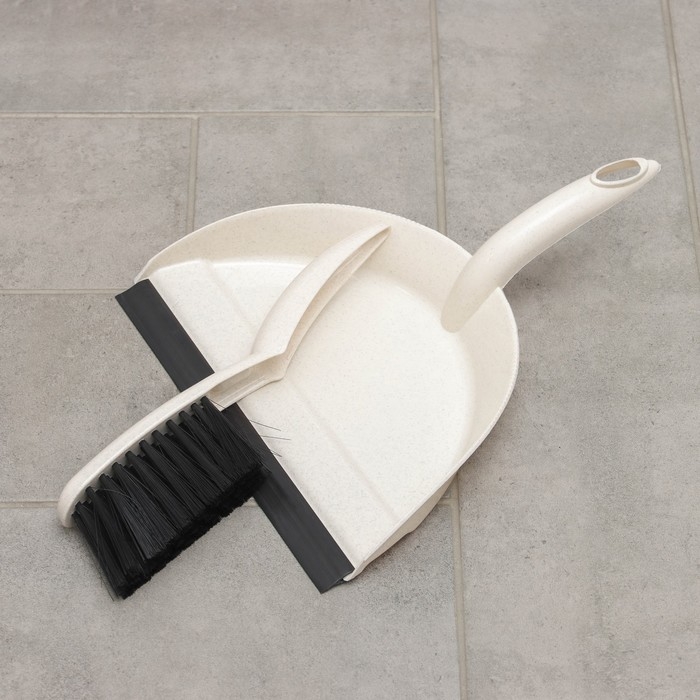 Щётка-смётка с совком с кромкой Malta, цвет бежевый Щётка-смётка с совком с кромкой Malta, цвет бежевый