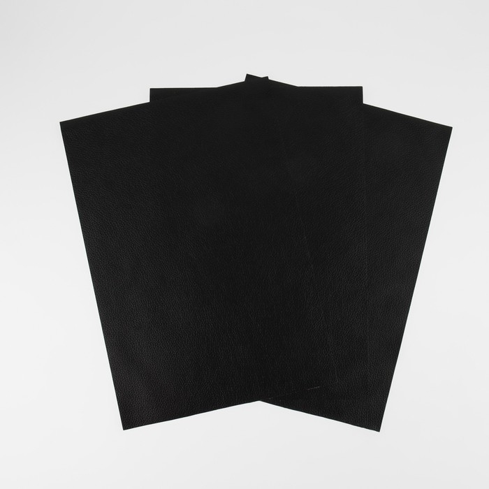 Искусственная кожа, 20 &times; 29 &plusmn; 1 см, 0,5 мм, 3 шт, цвет чёрный