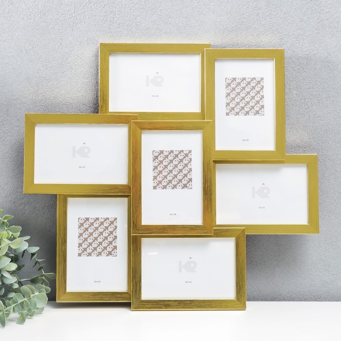 Фоторамка пластик на 7 фото Фоторамка пластик на 7 фото "KRUZO", цв. золотой