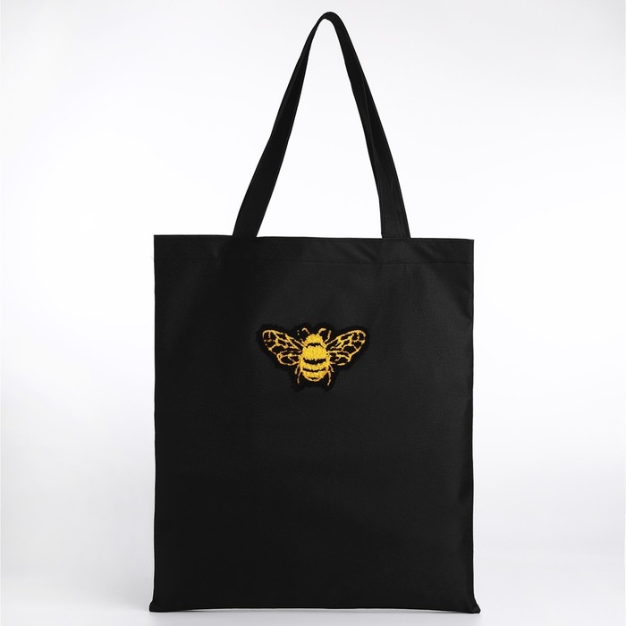 Шопер текстильный с вышивкой BEE , 40х35 см, чёрный цвет Шопер текстильный с вышивкой BEE , 40х35 см, чёрный цвет