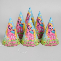 Бумажные колпаки «С днём рождения! Пони», набор 6 шт., 16 см Бумажные колпаки «С днём рождения! Пони», набор 6 шт., 16 см