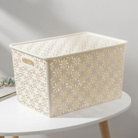 Корзина для хранения с крышкой &laquo;Ромашки&raquo;, 14 л, 35,5&times;24,5&times;20,5 см, цвет слоновая кость