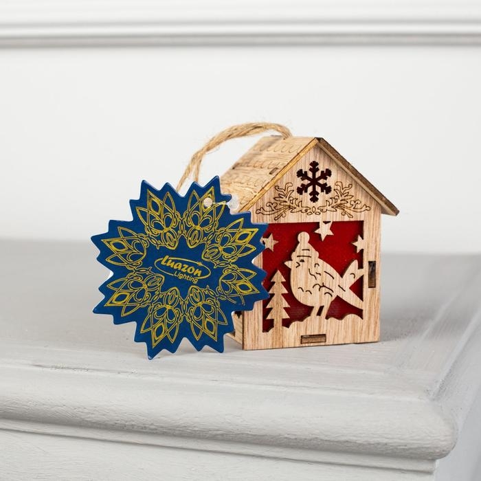 Ёлочная игрушка &laquo;Домик с птицей&raquo;, от батареек, свечение тёплое белое