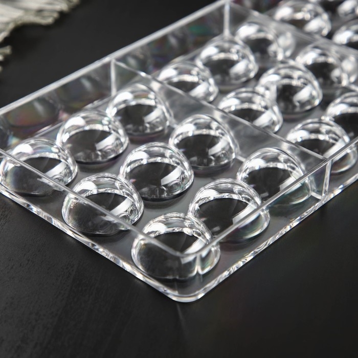 Форма для конфет и шоколада KONFINETTA &laquo;Полусфера&raquo;, 27,5&times;13,5 см, 24 ячейки 3&times;3 см, цвет прозрачный