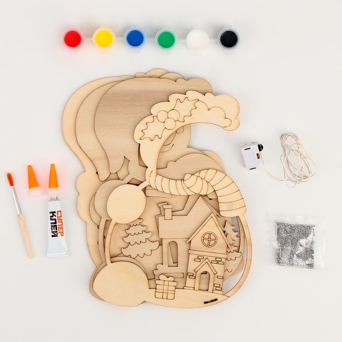 Новогодний набор для творчества. Роспись по дереву &laquo;Новый год! Ночник снеговик&raquo;