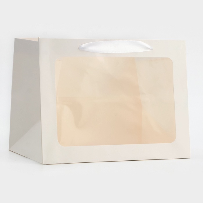 Пакет подарочный с широким дном и окном 25 х 19 х 18 см, белый Пакет подарочный с широким дном и окном 25 х 19 х 18 см, белый