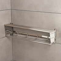 Полка выдвижная с держателем полотенец, 4 крючка 14,5&times;12(35)&times;58,5 см