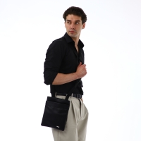 Сумка мужская через плечо TEXTURA, искусственная кожа, цвет чёрный