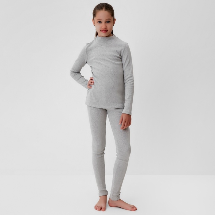 Термобелье для девочки (лонгслив, легинсы) цвет серый меланж, рост 128