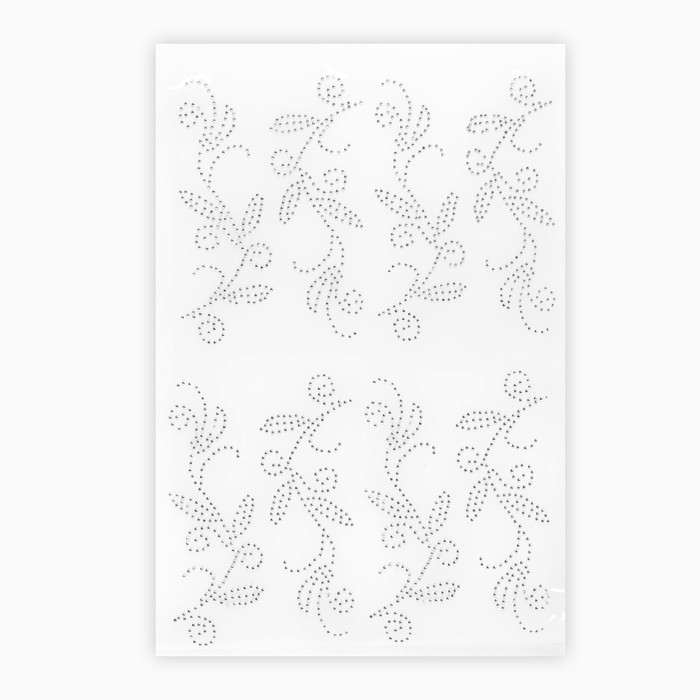 Термоаппликация из страз «Узор», 15 × 5,7 см, 8 шт на листе, цвет белый Термоаппликация из страз «Узор», 15 × 5,7 см, 8 шт на листе, цвет белый