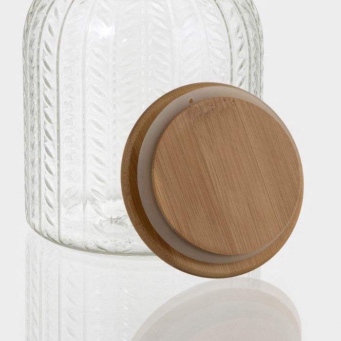 Банка стеклянная для хранения сыпучих продуктов BellaTenero &laquo;Эко. Хрусталик&raquo;, 1 л, 11&times;14,5 см, с бамбуковой крышкой