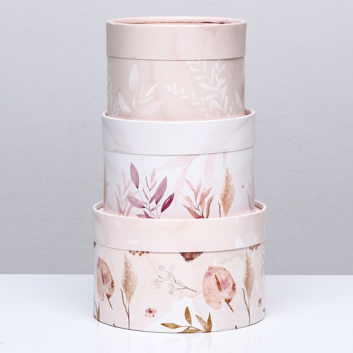 Набор шляпных коробок 3 в 1,"Нежность",16 х 10,14 х 9,13 х 8,5 см