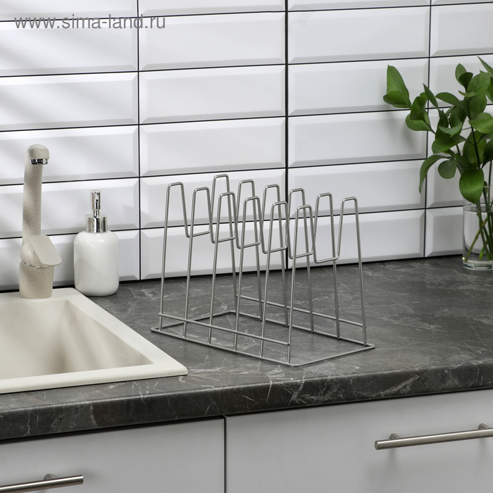 Подставка под крышки настольная, 5 предметов, 28&times;16&times;22 см, цвет хром