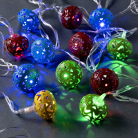 Гирлянда &laquo;Нить&raquo; 4 м с насадками &laquo;Шарик с орнаментом&raquo;, IP20, прозрачная нить, 20 LED, свечение мульти, 8 режимов, 220 В
