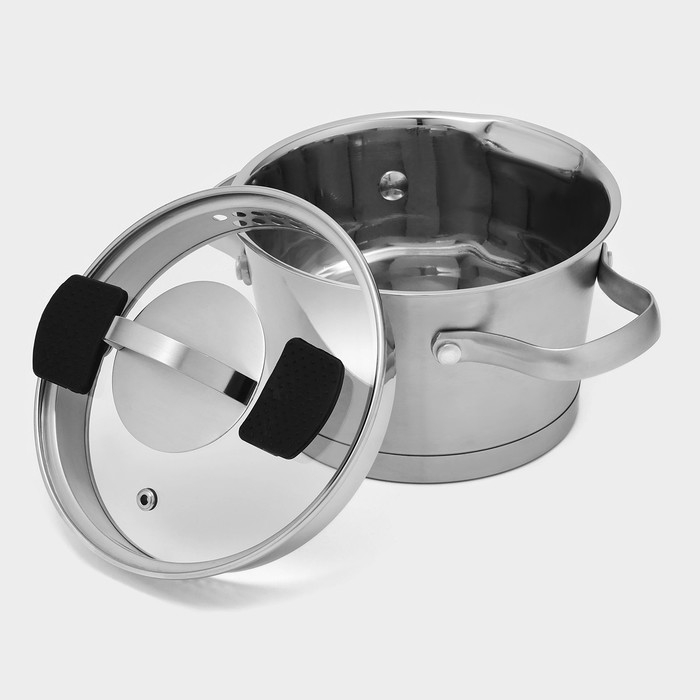 Кастрюля из нержавеющей стали Magistro HiTech Steel, 1,5 л, d=16 см, h=10,5 см, слив для воды, капсульное дно, индукция Кастрюля из нержавеющей стали Magistro HiTech Steel, 1,5 л, d=16 см, h=10,5 см, слив для воды, капсульное дно, индукция