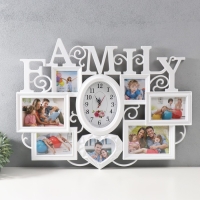 Мультирамка с часами "FAMILY" пластик, 7 фото (10х15,10х10,13х18/2шт,13х13/1шт) цв. белый Мультирамка с часами "FAMILY" пластик, 7 фото (10х15,10х10,13х18/2шт,13х13/1шт) цв. белый
