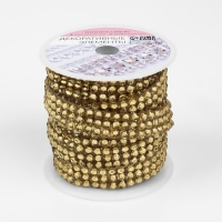 Стразы термоклеевые, d = 4 мм, ширина - 12 мм, 4,5 &plusmn; 0,5 м, цвет золотой