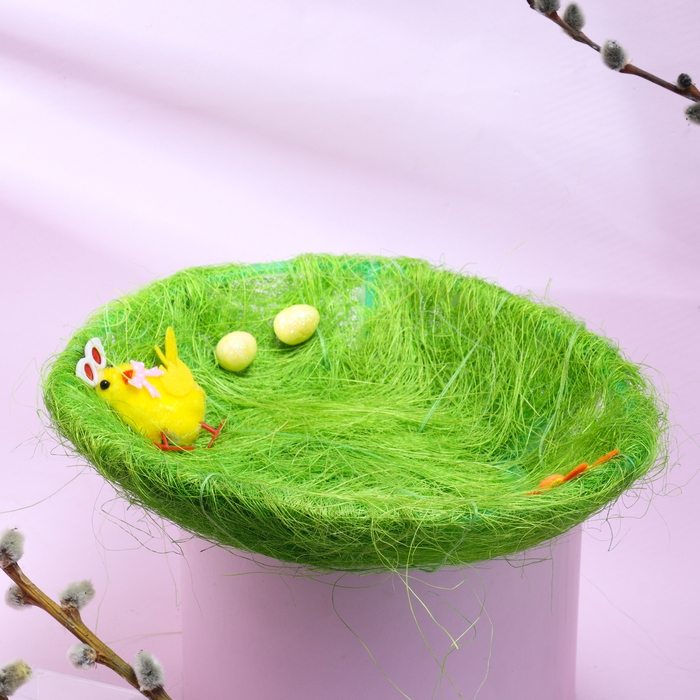 Пасхальная декоративная корзинка Пасхальная декоративная корзинка "Цыпленок на травке" 24х20х5.5 см