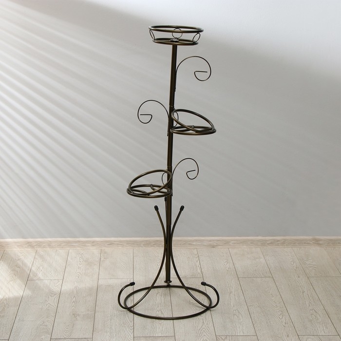 Подставка для цветов, напольная, разборная, на 3 горшка, d = 18 см, бронзовая Подставка для цветов, напольная, разборная, на 3 горшка, d = 18 см, бронзовая