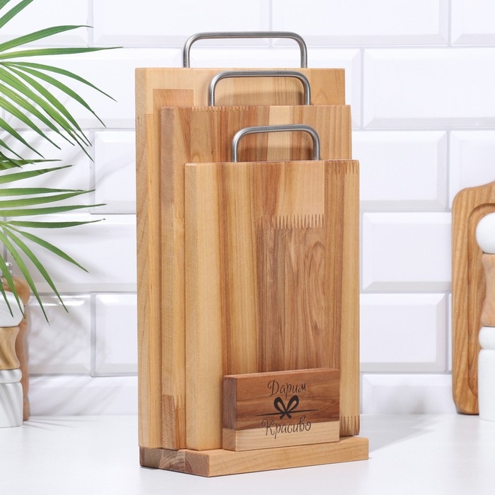 Набор досок разделочных Набор досок разделочных "Прямоугольник" 3 шт. метал.ручка 34х22х1,8;31х20х1,8;26х18х1,8 см