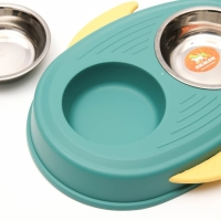 Миска металлическая двойная на пластиковом основании 2 х 160 мл, 35 х 23,5 х 5 см, зелёная Миска металлическая двойная на пластиковом основании 2 х 160 мл, 35 х 23,5 х 5 см, зелёная