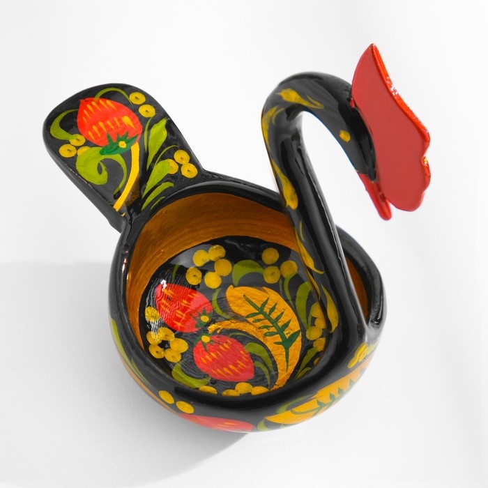 Конфетница &laquo;Лебедь&raquo;,14х11х7 см, хохлома