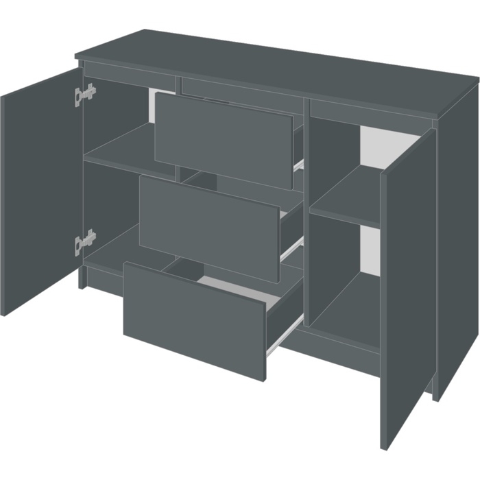 Комод Мадера, 1204х404х770, Графит Комод Мадера, 1204х404х770, Графит