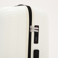 Чемодан большой 100 л (L), отдел на молнии, кодовый замок, 4 колеса, цвет белый