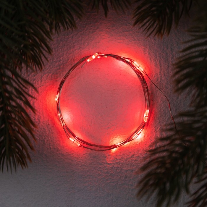 Гирлянда «Нить» 1 м роса. IP20, нить серебристая, 10 LED, 4.6 В, AG13x3 (в комплекте), 3 режима, свечение красное Гирлянда «Нить» 1 м роса. IP20, нить серебристая, 10 LED, 4.6 В, AG13x3 (в комплекте), 3 режима, свечение красное